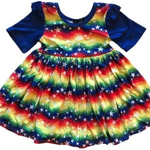 Boutique Harmony Bee sz XXXXL US 8 Summer 4th of July Flutter Dress Stars Ombre